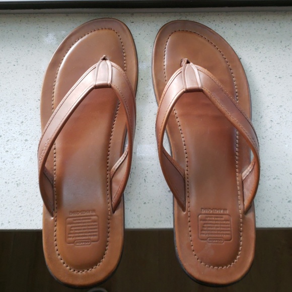 men's coach leather flip flops